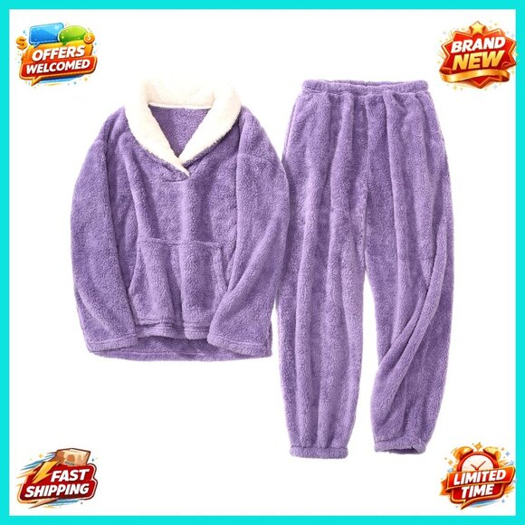 Other - Fleece Fuzzy Pajama Set Cozy Winter Sleepwear Loungewear Pullover Pants Plush